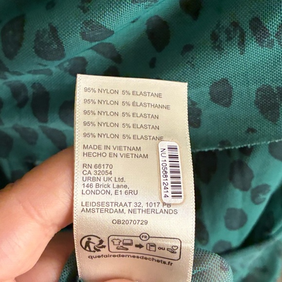 Free People Katana Green Animal Print Mini Dress XL - Picture 14 of 14